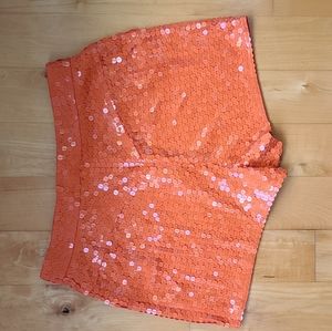 90's Vintage High Waisted Sequin Shorts Orange